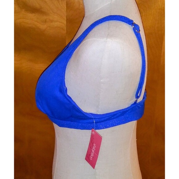 Xhilaration Women's Juniors' Swim Metallic Bralette Bikini Top, Blue Adjustable - Picture 4 of 16